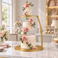 Support à gâteau rond élégant en métal doré pour table de desserts, présentoir à gâteaux à étages pour décorations de mariage
