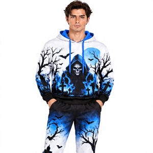 Conjunto Deportivo de Halloween para Hombre, Sudadera con Capucha y Pantalones Deportivos de Forro Polar, Ropa Deportiva Informal para Calle, Estilo Atlético - Product Image 1