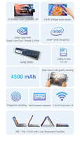 10.95 pouces brandNew 360 flip écran tactile ordinateur portable d'affaires empreinte digitale déverrouiller Intel N95 écran tactile ordinateur pour étudiant entreprise