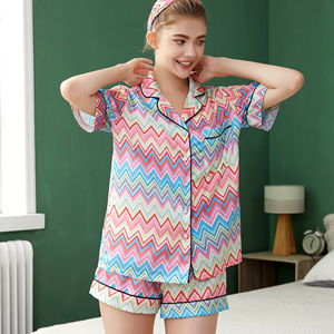 Новинка, атласная Шелковая пижама британского размера из 2 предметов, короткая Пижама, пижамный комплект с шортами для женщин, индивидуальный пижамный комплект, атласная пижама - Product Image 1