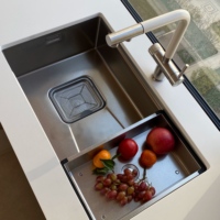 Évier de cuisine en acier inoxydable 304, évier simple épaissi, multifonctionnel, bac de lavage profond, durable, pour usage domestique