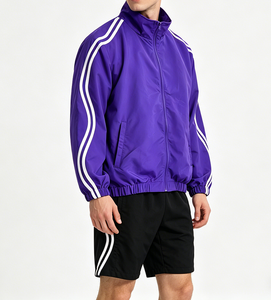 Custom <strong>Men</strong> Windbreaker Tracksuit Lightweight Breathable Plus Size Stand Collar Full <strong>Zip</strong> Contrast Curved Parallel Vintage ODM OEM - Product Image 3
