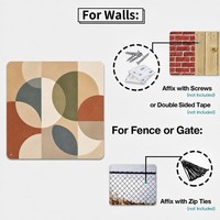 Peinture sur panneau en aluminium avec formes géométriques Morandi, décoration murale en métal, impression artistique en aluminium, carré 20 cm