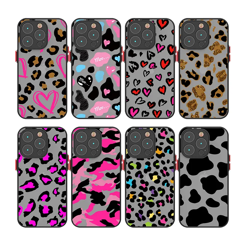 Coque de téléphone portable dur léopard d'amour de haute qualité pour iPhone 15 pro