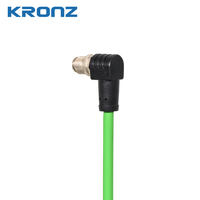Connecteur mâle KRONZ M12 X-Code 8 broches, câble Cat6A blindé en PVC vert, pour chaîne porte-câbles, pré-assemblé, Ethernet industriel
