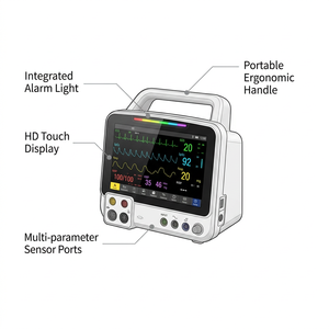 Portable Veterinary ECG Blood Pressure Blood Oxygen Respiration Body Temperature Monitor Model 322 5102 for Farm Ranch Use