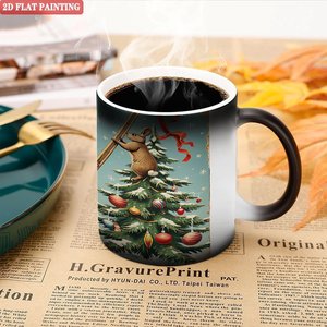 Mug magique en céramique changeant de couleur, 11 oz, au design de lapin et d'arbre de Noël, pour chocolat chaud au lait et au cacao - Product Image 5
