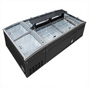 Congélateur horizontal commercial pour supermarché, îlot de présentation, 1000L, <span class=keywords><strong>gris</strong></span> foncé/noir, pour crème glacée et fruits de mer, double usage - Product Image 2