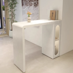 Mesa de Barra Blanca Moderna, Mostrador de Recepción Minimalista, Isla para Salón, Estudio u Hogar - Product Image 1