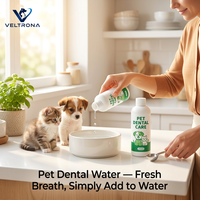 Eau de soin dentaire pour animaux de compagnie 250ml – Rafraîchisseur d'haleine pour chiens et chats, prévention du tartre, additif quotidien, formule douce à base d'extraits végétaux
