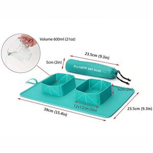 Accessori per animali domestici Logo personalizzato OEM pieghevole portatile pieghevole cibo per gatti e mangiatoia acqua da viaggio in Silicone doppio cane ciotola - Product Image 6