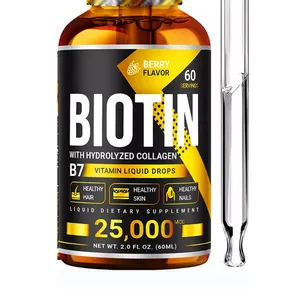 Wholesale OEM/ODM Biotin & Collagen 25,000mcg, Healthy Hair Support Liquid Drops, Supports Strong Nails, Glowing Skin