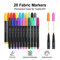 Ensemble de stylos marqueurs textiles personnalisés, 20 couleurs, imperméables, permanents, pour dessin sur tissu, t-shirt, art textile