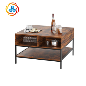 Flip-Top Farmhouse <b>Coffee</b> <b>Table</b> Storage Dark <b>Walnut</b> Black Metal 31.5" Lift-Top W/Hidden Compartment Eco-Friendly Easy Assembly - Product Image 6