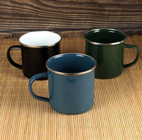 Mug en émail JUNVOY avec logo personnalisé, 150 ml, 350 ml, bord en acier inoxydable, tasse à café en métal durable, style rustique, camping, cadeau, vaisselle