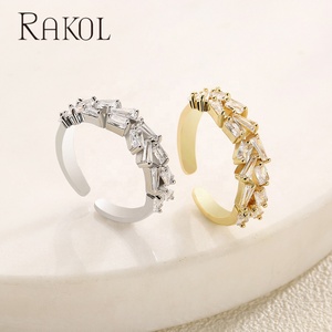 RAKOL RP5104 Bijoux de mode pour femmes Bague réglable en laiton plaqué or véritable ouverte et durable - Product Image 5