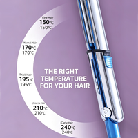 Lisseur de cheveux en céramique 2-en-1, fer à friser avec plaques en titane, affichage de la température LED, cordon pivotant à 360°, utilisation en salon ou à domicile