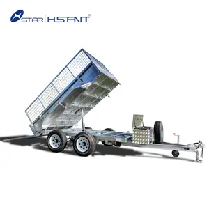 Compre remolque de tractor basculante hidráulico de un solo eje de alta calidad aplicable para transportar varias cargas a granel