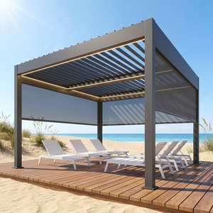 Pergola bioclimatique motorisée en aluminium pour extérieur, écran LED, imperméable, ombrage pour patio, terrasse, balcon, fabricant en gros - Product Image 1