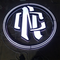 Enseigne avec logo 3D personnalisée Enseigne lumineuse en acrylique et acier inoxydable pour bureaux, bars, magasins, devantures, éclairage à led RVB