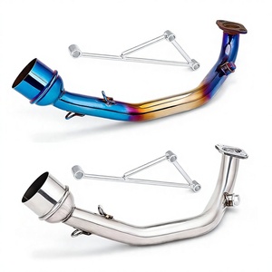 Système d'échappement complet pour <span class=keywords><strong>moto</strong></span> GY6 en acier inoxydable avec <span class=keywords><strong>coude</strong></span> avant pour modèles 125/150 - Product Image 1