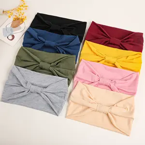 QIYUE Solid Color Elastic Sports Wide-brimmed Yoga Bandanas Sweat-absorbing Fashion Headband Hair Accessories