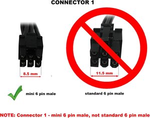 Mini 6 broches mâle à 8(6 + 2) broches mâle PCI Express carte vidéo câble adaptateur d'alimentation pour <span class=keywords><strong>Mac</strong></span> Pro tour/Power <span class=keywords><strong>Mac</strong></span> <span class=keywords><strong>G5</strong></span> - Product Image 3