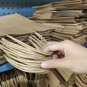 Wholesale Customized Kraft Paper Bags Brown White Recycled Shopping Bag Handle Logo Printed for Food Socks Your Own Logo - Product Image 5