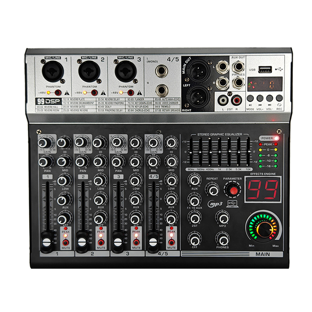 K-500 4-Channel Professional USB Audio Interface Mixer with 48V Phantom Power EQ for Recording Podcast Live Streaming