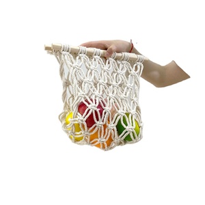 Hand Woven Easy To Wash Macrame Fruit Vegetables Hammock Wall Hanging Basket
