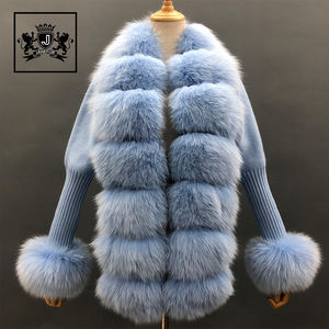 Cappotto maglione lavorato a maglia primavera autunno donna <span class=keywords><strong>Cardigan</strong></span> in lana Cashmere <span class=keywords><strong>con</strong></span> collo in <span class=keywords><strong>pelliccia</strong></span> di volpe - Product Image 2