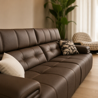 Ensemble de canapés sectionnels modernes en cuir véritable pour salon