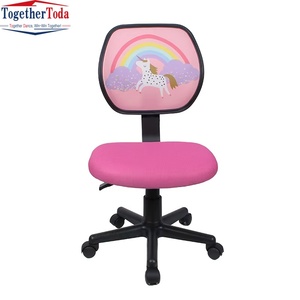 Silla de Estudio Moderna Multifuncional, Giratoria, de Altura Ajustable, Respaldo Bajo y Redondo, de Tela Ligera, Pequeña, Color Rosa, Creativa, Sin Reposabrazos - Product Image 1