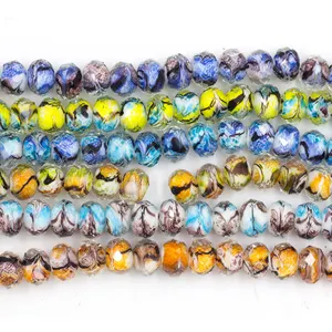 حبيبات رونديل كريستال بألوان متنوعة 12×8 مم للبيع بالجملة في قالب مصباح مورانو LIU Li خرز زجاجي لصنع المجوهرات