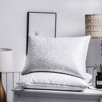 Oreiller en soie douce résistant aux oreillers en tissu de plumes et de velours Oreiller rempli de duvet de satin pincé blanc