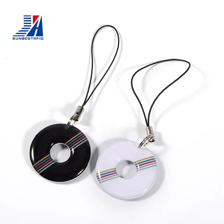 Wholesale free samples RFID round small nfc sticker tag 125KHz 13.56MHz epoxy rfid smart card plastic key tag with chip