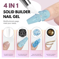 FZANEST Solid Builder Nail Gel Enchanteur Nacre Adhésif Super Fort pour Appuyez sur et Ongles Acryliques avec Paillettes Chrome Poudre