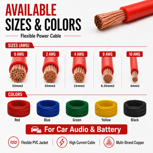 Câble <span class=keywords><strong>électrique</strong></span> pour autoradio en cuivre OFC 100% <span class=keywords><strong>de</strong></span> fabrication chinoise, <span class=keywords><strong>calibre</strong></span> 0/2/4/8/10, en rouleau - Product Image 4