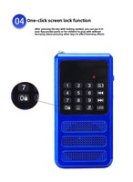 Mini radio FM portable pour lecteur MP3 de poche, enregistreur vocal, carte SD, batterie rechargeable, lampe torche LED