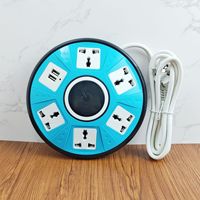 Regleta de Enchufes Universal Portátil Multicolor con Protección Contra Sobrecargas USB y Cable de Extensión con Protección Contra Sobretensiones