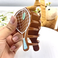 Pince à cheveux mignonne et girly en forme de raquette de tennis de table en plastique pour la rentrée scolaire des femmes