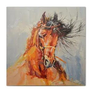 Arte Da Parede Da Faca de Paleta pintado à mão retrato animal cavalo pintura a óleo realismo