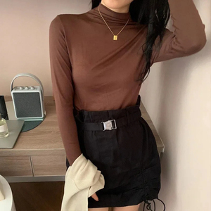 Pull à col roulé pour femmes Automne Chemise à manches longues Pullover Slim Korean Simple Basic Solid Color Tops Cheap Jumper <span class=keywords><strong>T</strong></span> <span class=keywords><strong>Shirt</strong></span> Women - Product Image 2