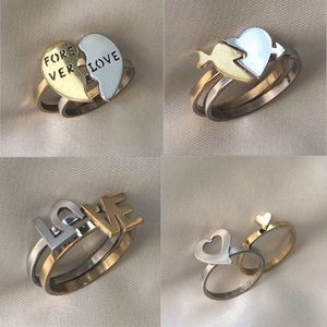 Multiple Styles Stainless Steel <b>Couple</b> <b>Rings</b> Pair of Love Stitching Vintage Letters Matching <b>Ring</b> Set for Lover - Product Image 3