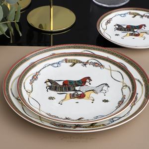 Piring Makan Kuda Vintage Keramik Logo Kustom Porselen Royal 8 inci 10 inci untuk <span class=keywords><strong>Hotel</strong></span> - Product Image 5