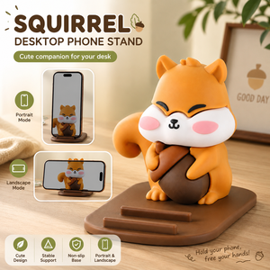 Soporte para Teléfono Inteligente con Diseño de Ardilla, Organizador de Escritorio de PVC, Soporte para Teléfono con <span class=keywords><strong>Dos</strong></span> Ángulos Ajustables, Manos Libres, Lindo, para Dormitorio u Oficina - Product Image 1