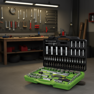 Jeu de douilles métriques et SAE de 108 pièces avec cliquet et rallonges pour réparation automobile - Product Image 3