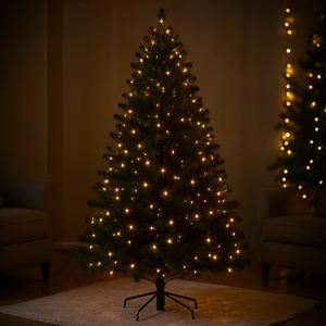 Sapin de Noël Artificiel 2,3 m Pré-éclairé 500 Lumières LED Chaudes Branches Noires Réalistes Décoration Intérieure Fêtes Sapin sur Pied - Product Image 2