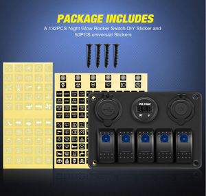 5ギャングLEDロッカースイッチパネル防水デュアルUSB充電器ソケットマリンボートカーRVトラック12V電気制御スイッチパネル - Product Image 5