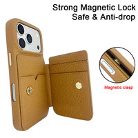Dompet Kulit Asli Hitam Profesional untuk Casing iPhone 17 dengan Penutup Magnetik dan Perlindungan Penuh untuk Penggunaan Sehari-hari